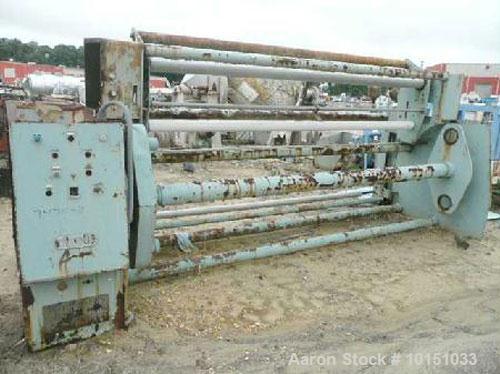 Used 134" Sano Single Turret Winder able to handle up to 24" diameter packages on 3" cores. 3 hp DC motor on each winding station. With power index, lay-on and dancer. Missing winding shafts.