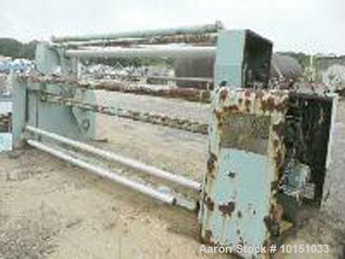 Used 134" Sano Single Turret Winder able to handle up to 24" diameter packages on 3" cores. 3 hp DC motor on each winding station. With power index, lay-on and dancer. Missing winding shafts.