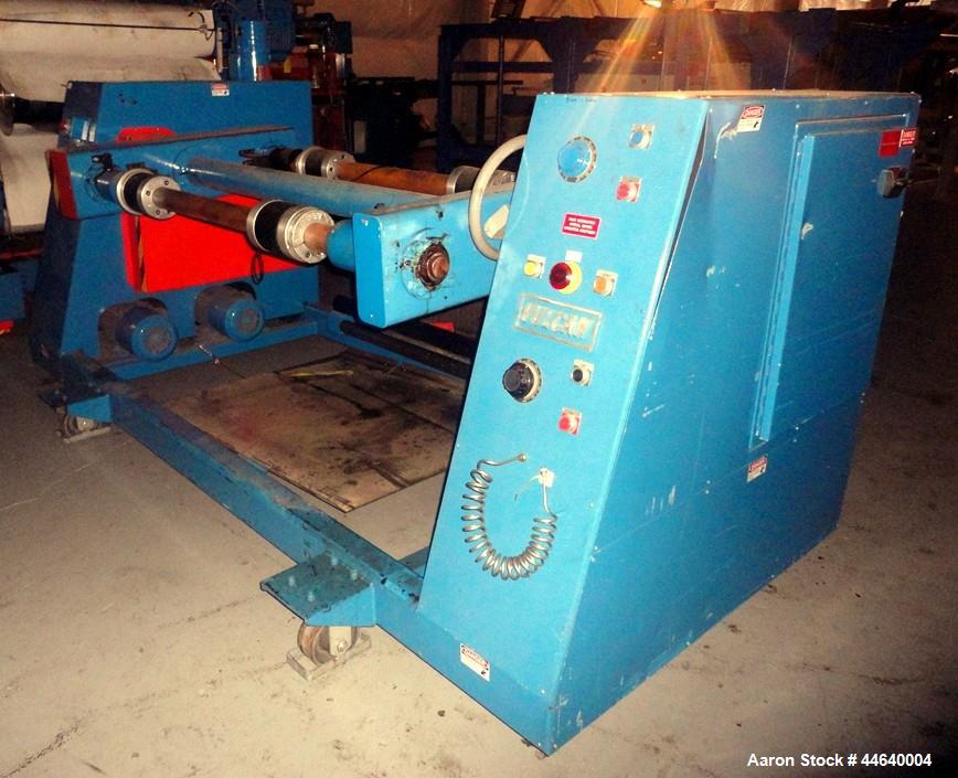 Used- Vulvan Single Turret 2 Position Winder, Model TWQ422. 52" Wide, 3" cores, up to 24" roll diameter. Serial #98263.