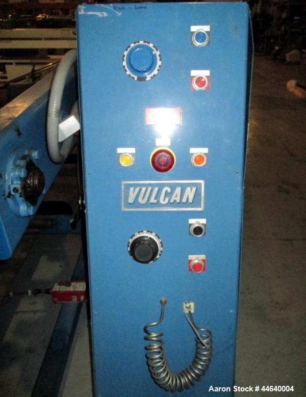 Used- Vulvan Single Turret 2 Position Winder, Model TWQ422. 52" Wide, 3" cores, up to 24" roll diameter. Serial #98263.