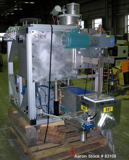 USED: Nylon/wire spinning line consisting of (1) 1" single screw extruder, 30:1 L/D ratio. Electrically heated, air cooled 7 zone barrel. Water cooled feed throat with hopper. Driven by a 5 hp, 3/60/...
