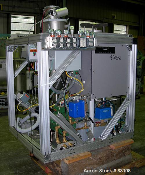 USED: Nylon/wire spinning line consisting of (1) 1" single screw extruder, 30:1 L/D ratio. Electrically heated, air cooled 7 zone barrel. Water cooled feed throat with hopper. Driven by a 5 hp, 3/60/...