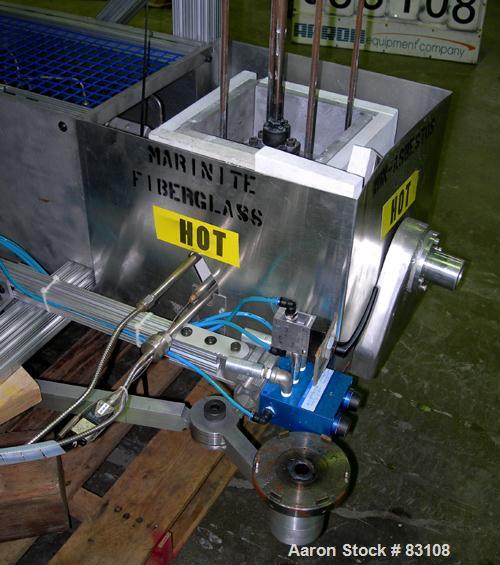 USED: Nylon/wire spinning line consisting of (1) 1" single screw extruder, 30:1 L/D ratio. Electrically heated, air cooled 7 zone barrel. Water cooled feed throat with hopper. Driven by a 5 hp, 3/60/...