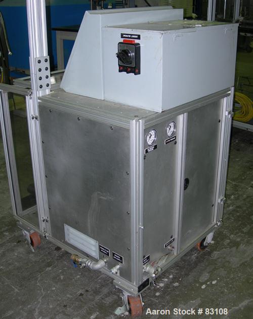 USED: Nylon/wire spinning line consisting of (1) 1" single screw extruder, 30:1 L/D ratio. Electrically heated, air cooled 7 zone barrel. Water cooled feed throat with hopper. Driven by a 5 hp, 3/60/...