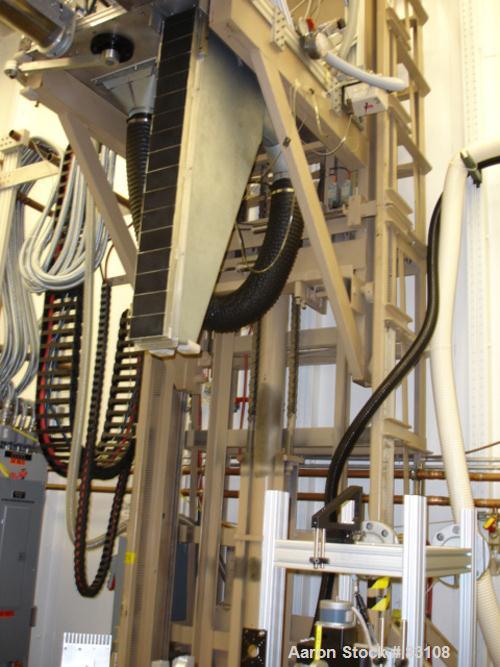 USED: Nylon/wire spinning line consisting of (1) 1" single screw extruder, 30:1 L/D ratio. Electrically heated, air cooled 7 zone barrel. Water cooled feed throat with hopper. Driven by a 5 hp, 3/60/...