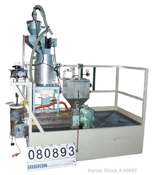 USED:Davis Standard approx 6000 m/min fiber/melt spinning line consisting of: (1) Davis Standard 1-1/4" single screw extruder, 30:1 L/D ratio. Electrically heated, air cooled 4 zone barrel. Water coo...