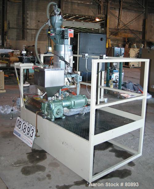 USED:Davis Standard approx 6000 m/min fiber/melt spinning line consisting of: (1) Davis Standard 1-1/4" single screw extruder, 30:1 L/D ratio. Electrically heated, air cooled 4 zone barrel. Water coo...