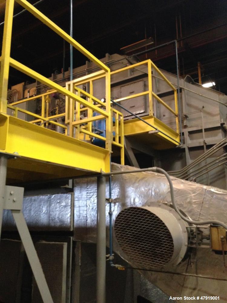 Used Anguil Regenerative Thermal Oxidizer (RTO), Model 200. Design flow 20,000 SCFM. Normal operating flow 20,000 SCFM. Process air inlet temp. 200 degrees F. VOC loading 9.7 lbm/hr. 98% destruction ...