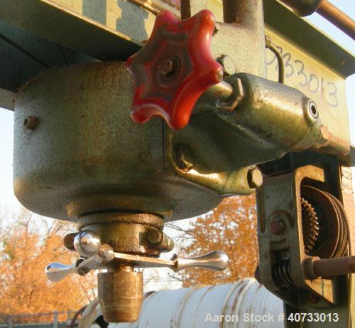 Used Dake press, model 25H, 25 ton.  Manually adjustable base and up/down.  Hydraulic ram.  Mounted on a carbon steel base.


