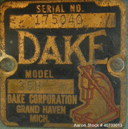 Used Dake press, model 25H, 25 ton.  Manually adjustable base and up/down.  Hydraulic ram.  Mounted on a carbon steel base.



