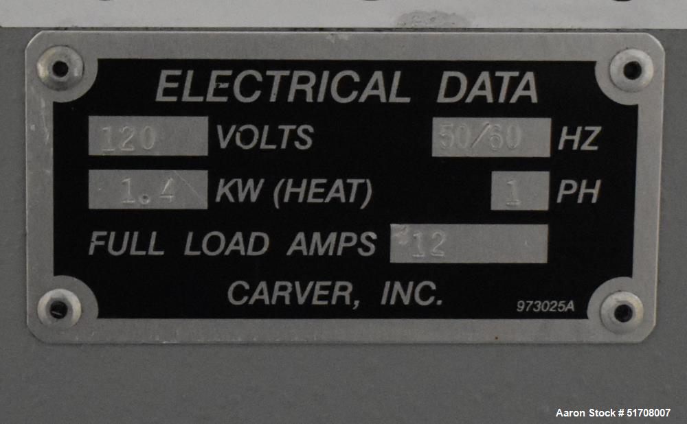 Carver Standard Press, Model 3850 (Mini C). 12 Ton clamping force