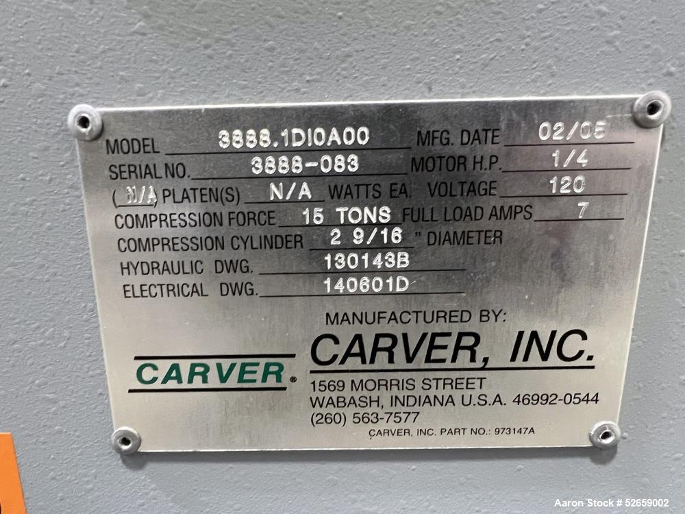 Carver Four Post Manual Hydraulic Press, Model 3888.1D10A00