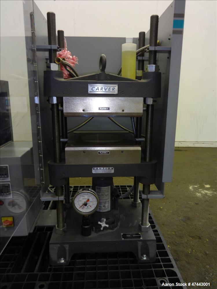 Used Carver Heated Four Post Manual Hydraulic Press, Model 12-12H (4122), 12 To