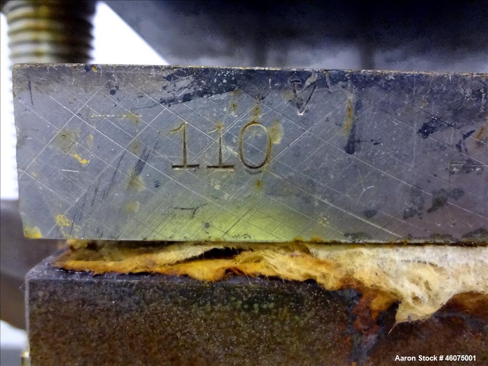 Used Carver Manual (2) Column Hydraulic Laboratory Press, 12 Ton Clamping Force, Model C. (2) 6" Wide x 6" long electrically heated platens, (2) 6" wide x 6" long water cooled platens. Maximum temper...
