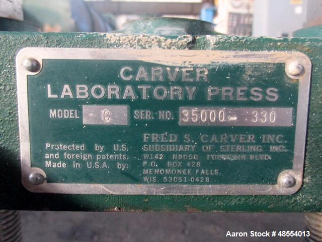Used Carver Laboratory Press – Model C, 12 Ton Capacity, 6” x 6” Platens