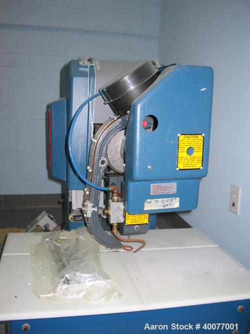 Unused-Used: Carver 30 ton platen press, 2' x 2' platen.  Includes Genesis 11 Slitter; (2) Amtech 20 ultrasonic welders; Eyelet/Grommet machine; Tension controlled unwind; Tension controlled rewind; ...