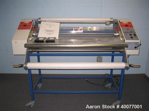 Unused-Used: Carver 30 ton platen press, 2' x 2' platen.  Includes Genesis 11 Slitter; (2) Amtech 20 ultrasonic welders; Eyelet/Grommet machine; Tension controlled unwind; Tension controlled rewind; ...