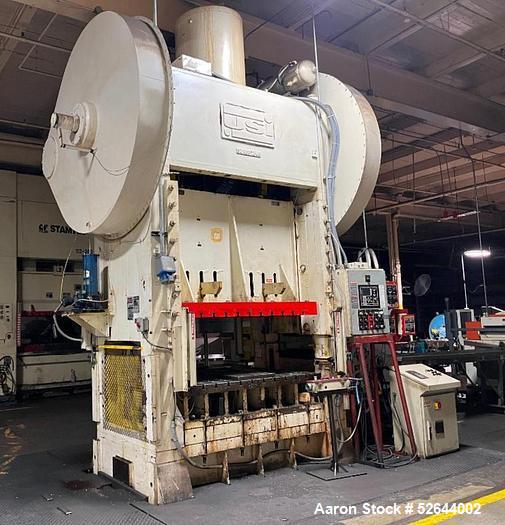 Used CLEARING (USI) "S2-300-72-48" STRAIGHT SIDE DOUBLE-CRANK 300 TON PRESS w/LITTELL SERVO-FEED SYSTEM. ManufacturerClearing (USI), Model S2-300-72-48, Serial# 51-1191. Tonnage Capacity 300 TON. Str...
