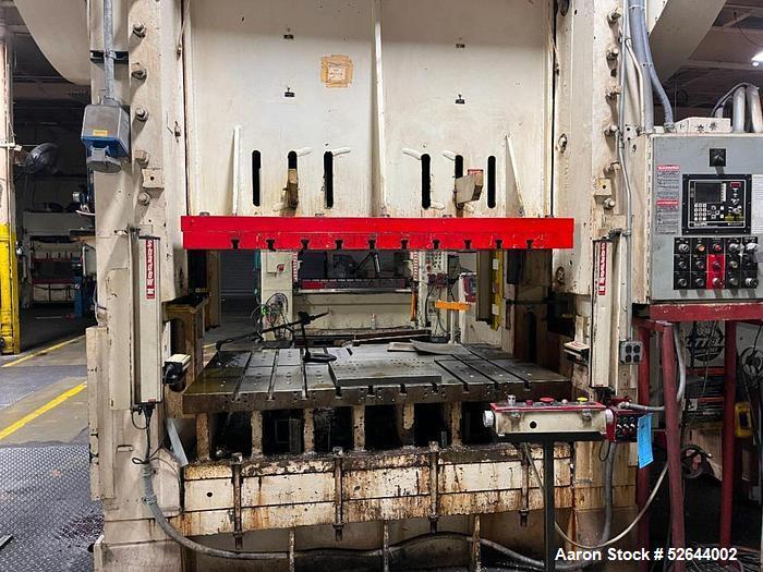 Used CLEARING (USI) "S2-300-72-48" STRAIGHT SIDE DOUBLE-CRANK 300 TON PRESS w/LITTELL SERVO-FEED SYSTEM. ManufacturerClearing (USI), Model S2-300-72-48, Serial# 51-1191. Tonnage Capacity 300 TON. Str...
