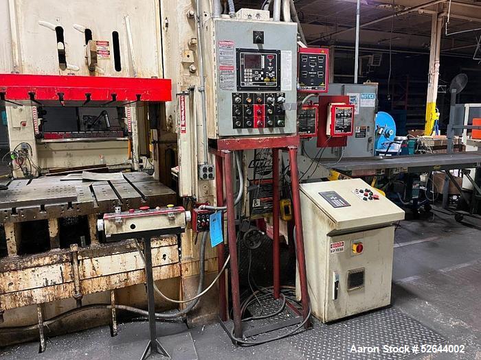 Used CLEARING (USI) "S2-300-72-48" STRAIGHT SIDE DOUBLE-CRANK 300 TON PRESS w/LITTELL SERVO-FEED SYSTEM. ManufacturerClearing (USI), Model S2-300-72-48, Serial# 51-1191. Tonnage Capacity 300 TON. Str...