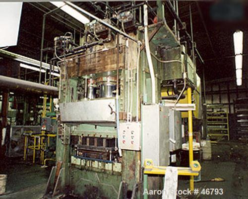 USED: Clearing Model ho-500-48 500 ton downstroke self-contained hydraulic press. 54" between side housings. 51" between ribs. 50" between slide stops. 50" x 36" bed. 48" x 36" x 6" (t-slotted) bed b...