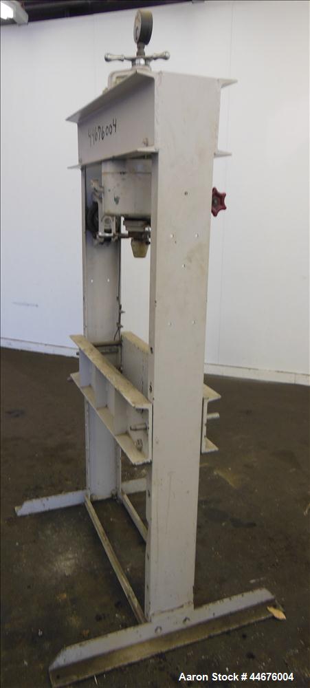 Used Dake Hand Operated Hydraulic Press, 50 Tons, Model 50H. Width between uprights 32-3/4", ram travel 4", screw travel 7".