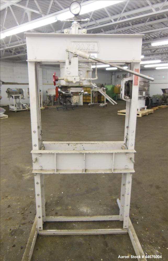Used Dake Hand Operated Hydraulic Press, 50 Tons, Model 50H. Width between uprights 32-3/4", ram travel 4", screw travel 7".