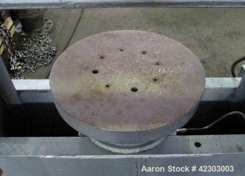 Used Dake Hydraulic H-Frame Tire Press, 150 Ton, Model 33-179. Upacting type, floor standing. Distance between side frames 48" L-R, distance between bed channels 12" F-B, distance over bed channels 2...