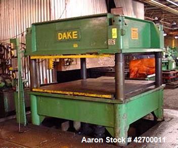Used 150 Ton Dake Upstroke Hydraulic Molding Press. 4 Post Type. Distance between 6.5" diameter posts: 80" L-R x 65" F-B. Platen area (Nominal) 80" L-R x 82" F-B. Overall dimensions of platen 97" L-R...