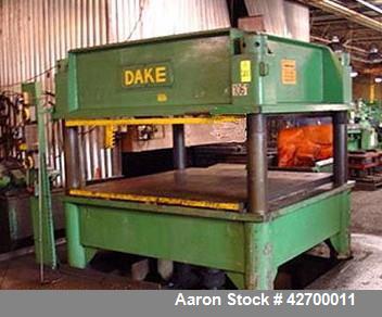 Used 150 Ton Dake Upstroke Hydraulic Molding Press. 4 Post Type. Distance between 6.5" diameter posts: 80" L-R x 65" F-B. Platen area (Nominal) 80" L-R x 82" F-B. Overall dimensions of platen 97" L-R...