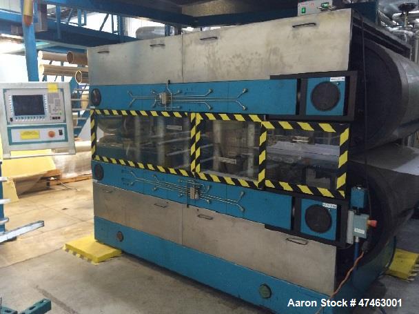 Used Held Technologies Isobaric Double Steel Belted Press. Belt width: 1.04 meters. Inside seal width: 0.91 meters. Gap range: 0.1 mm to 50 mm. Isobaric pressure up to 40 bar (580 psi). 5 temperature...