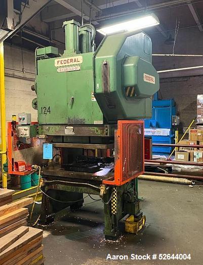 Used- Federal 2-Point Open back Gap-Frame 45 Ton Press, Serial# 2-45-106, Model 2-45-48-21. Equipped with: Air Clutch & Brak...