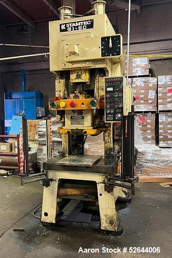 Used Stamtec 66 Ton Open Back Gap Frame Press, Model G1-60. Equipped With: Air Clutch & Brake, Air Counterbalance, Variable Speed Drive, 3.5" Thick Bolster Plate, Overload Protector, Counter Balance ...