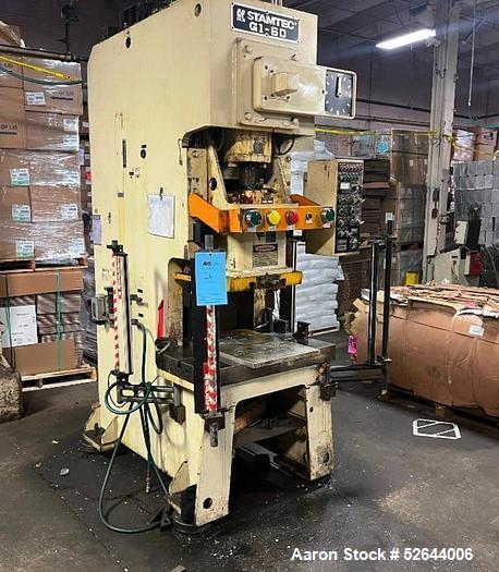 Used Stamtec 66 Ton Open Back Gap Frame Press, Model G1-60. Equipped With: Air Clutch & Brake, Air Counterbalance, Variable Speed Drive, 3.5" Thick Bolster Plate, Overload Protector, Counter Balance ...
