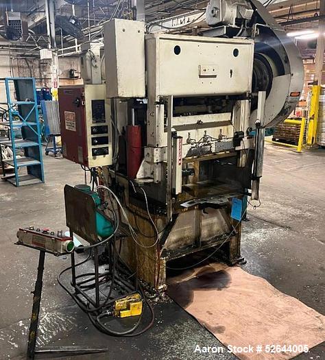 Used L&J 40 TON 2-POINT OPEN BACK GAP-FRAME PRESS, Serial# G40105A, Model G40-2-48. Equipped with: Air Clutch & Brake, Light Curtains, Feed Conveyor. CATALOG SPECIFICATIONS: Tonnage Capacity: 40 TON,...