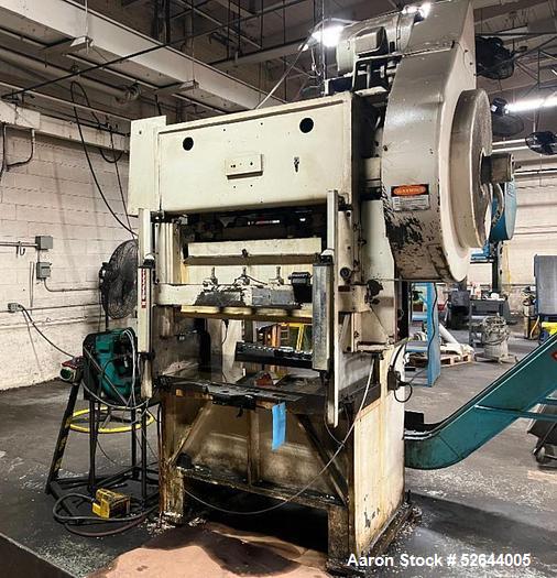 Used L&J 40 TON 2-POINT OPEN BACK GAP-FRAME PRESS, Serial# G40105A, Model G40-2-48. Equipped with: Air Clutch & Brake, Light Curtains, Feed Conveyor. CATALOG SPECIFICATIONS: Tonnage Capacity: 40 TON,...