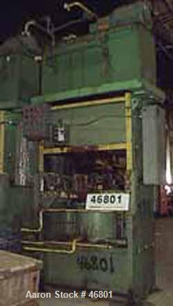 USED: G.P. 400 ton upstroke self-contained hyd molding press, new in1981. Model 4-3656. Slab side design. Dist between slab sides: 56".Platen area: 55" L-R x 36" F-B. Stroke of gib guided platen: 12"...
