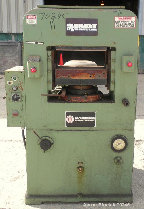 Used Sandt Hydraulik/Hoffman Brothers Up-Acting Hydraulic Press, Approximately 150 Ton, Model P-150. Platen size 14-1/2" front to back x 15" left to right, single ram, approximate 8" daylight, 60 hz/...