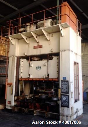 Used 500 Ton Sutherland Gib-Guided Hydraulic Press, Model ID-500. 39.3" Max. Stroke, 51" Max. Daylight to Bed; 98.4" RL x 65" FB Bed Area, 60" Floor to Bed. 825/52/708 IPM. 98.4" RL x 65" FB Ram Area...
