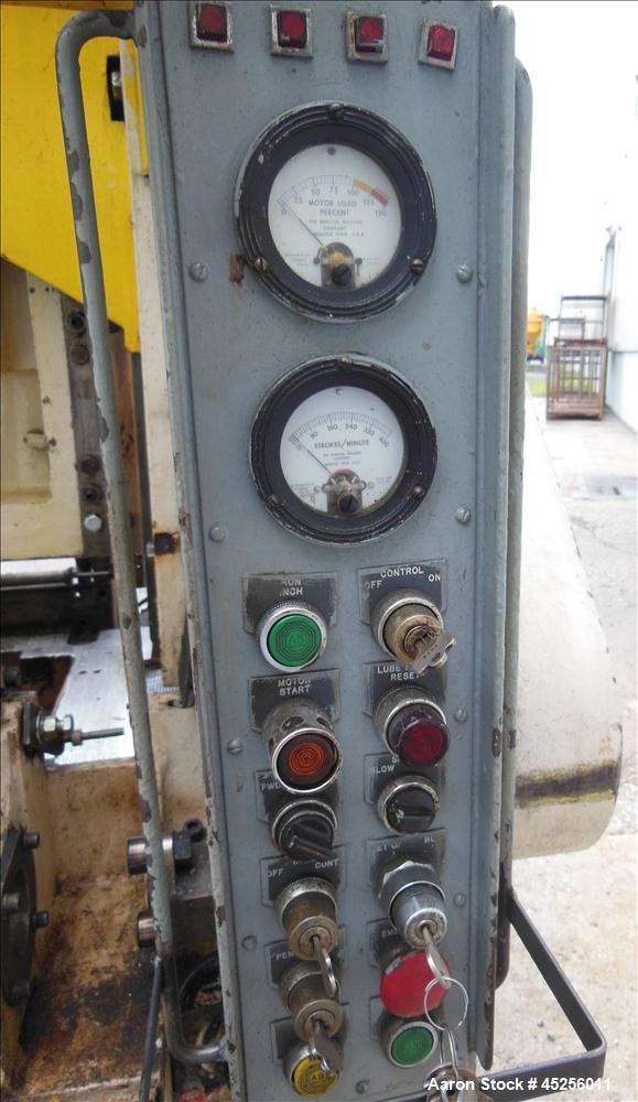 Used  Minster 60 Ton Straight Side Press, Model # P2-60. 60 ton capacity, Press bed area 36" X 25", Stroke of slide 2", Adjustment of slide 3", Shut height 14", Scrap chute opening 16" X 7", Strokes ...