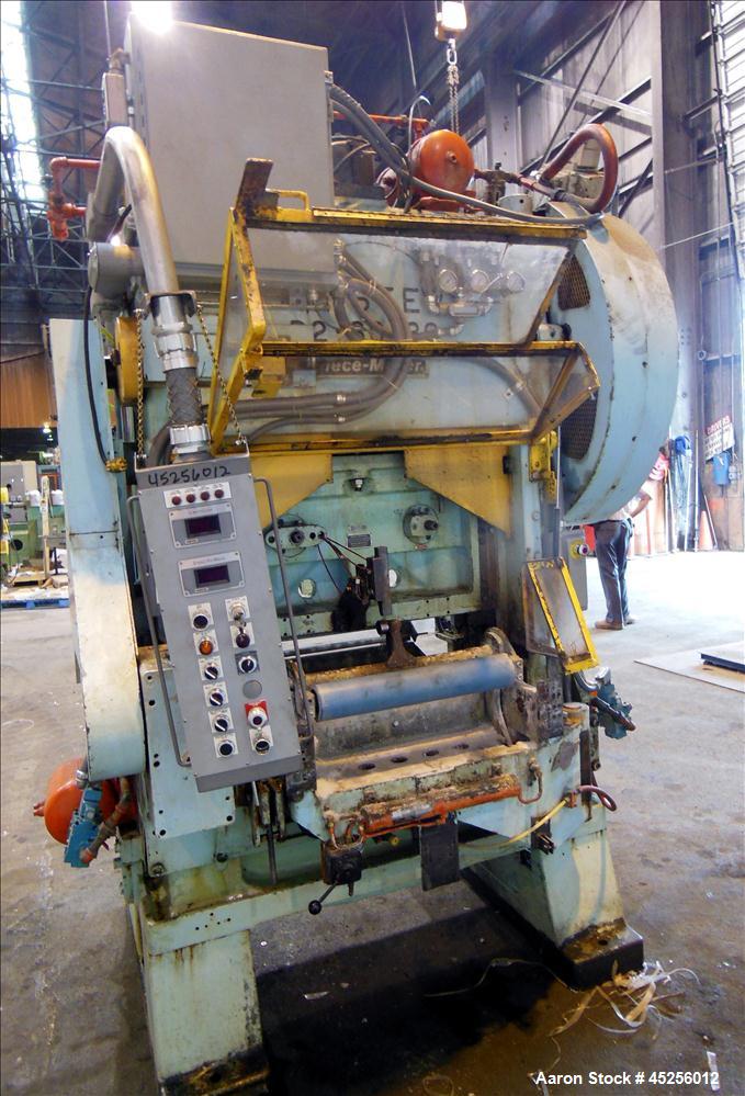 Used  Minster 60 Ton Straight Side Press, Model # P2-60. 60 ton capacity, Press bed area 36" X 25", Stroke of slide 2", Adjustment of slide 3", Shut height 14", Scrap chute opening 14" X 9", Strokes ...