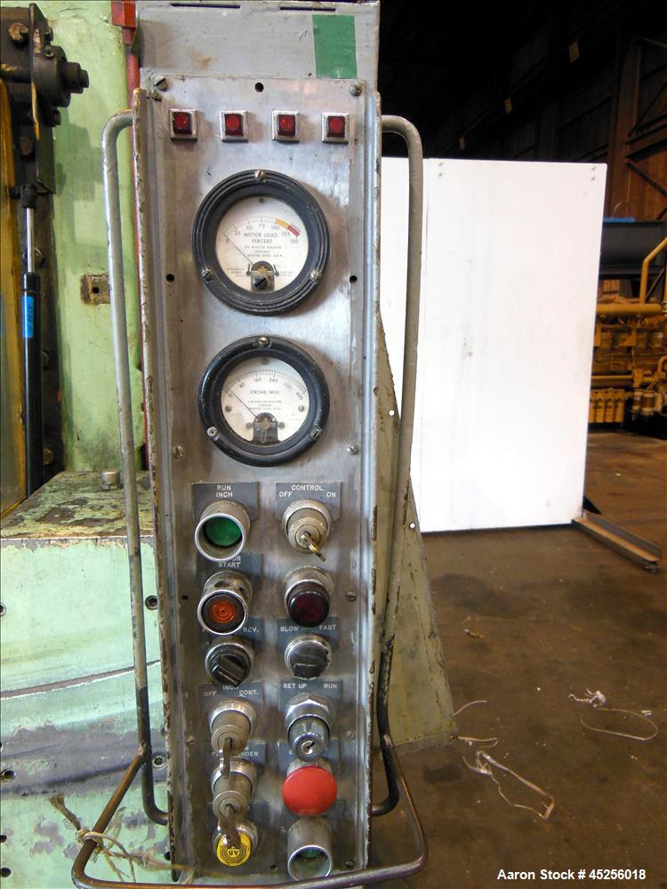 Used  Minster 60 Ton Straight Side Press, Model # P2-60. 60 ton capacity, Press bed area 36" X 25", Stroke of slide - 2", Adjustment of slide - 3", Shut height - 14", Scrap chute opening 16" X 7", St...