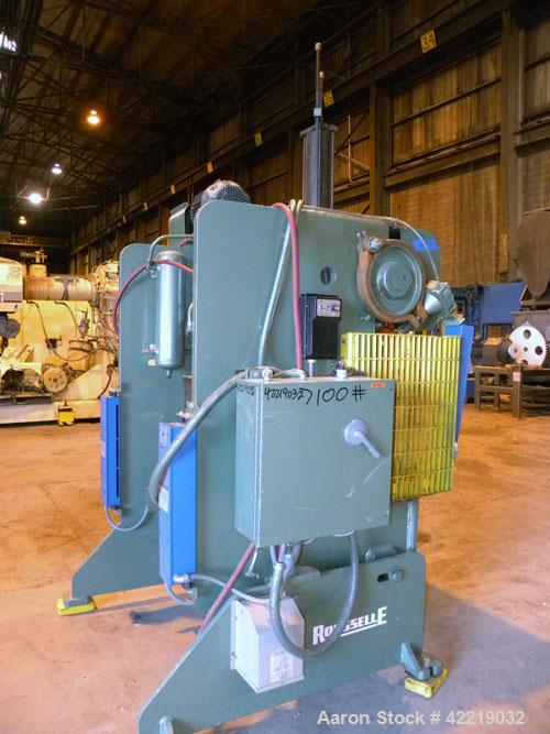 Used Rousselle Gap Frame Double Crank O.B.I. Press, 40 tons, model 4B-48. Stroke 3", slide adjustment 3", shut height 11-3/4". Area of bed 48" left to right X  16" front to back. Opening in bed 37" l...