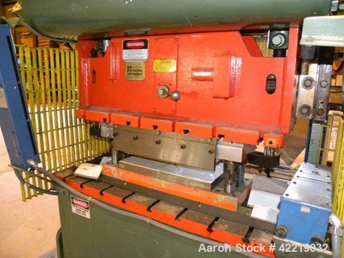 Used Rousselle Gap Frame Double Crank O.B.I. Press, 40 tons, model 4B-48. Stroke 3", slide adjustment 3", shut height 11-3/4". Area of bed 48" left to right X  16" front to back. Opening in bed 37" l...