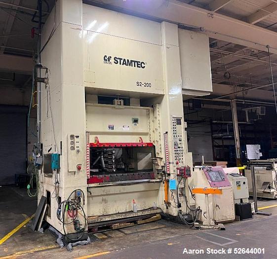 Used- Stamtec 200/220 TON STAMTEC "S2-200-72-48" SINGLE-ACTION 2-POINT STRAIGHT SIDE PRESS w/SERVO-FEED SYSTEM. EQUIPPED WIT...