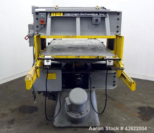 Used Schwabe 35 Ton Hydraulic Die Cutting Press With Shuttle Table, Model DG. Floor standing. Ideal press for cutting paper, cardboard, leather, rubber, plastics or textiles.  Distance between side f...