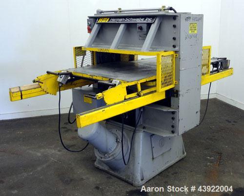 Used Schwabe 35 Ton Hydraulic Die Cutting Press With Shuttle Table, Model DG. Floor standing. Ideal press for cutting paper, cardboard, leather, rubber, plastics or textiles.  Distance between side f...