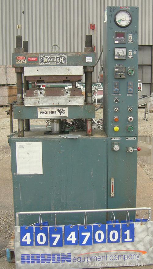 Used Wabash 75 Ton Hydraulic Press, model 75-18-2TMAC. Platen size 18" x 18".  Adjustable daylight opening 6-15".  7" stroke, 2" diameter tie rods, 463 psi maximum pressure on platens.  Electrically ...