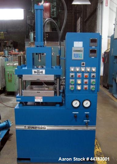 Used Wabash 30 Ton Hydraulic Transfer Molding Press, Model GTR30H-15-X. With 12 ton top transfer. (4) Post upstroke type, Floor standing. Distance between 1.75" diameter posts: 18" L-R x 9" F-B. Plat...