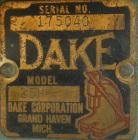 Used Dake press, model 25H, 25 ton.  Manually adjustable base and up/down.  Hydraulic ram.  Mounted on a carbon steel base.


